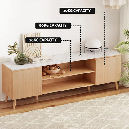Artiss TV Cabinet Entertainment Unit Stand 180CM Pine White - Mekamart Australia
