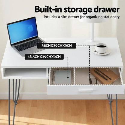 Artiss Computer Desk Drawer Cabinet Home Office Desks Workstation 100cm White - Mekamart Australia