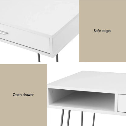 Artiss Computer Desk Drawer Cabinet Home Office Desks Workstation 100cm White - Mekamart Australia