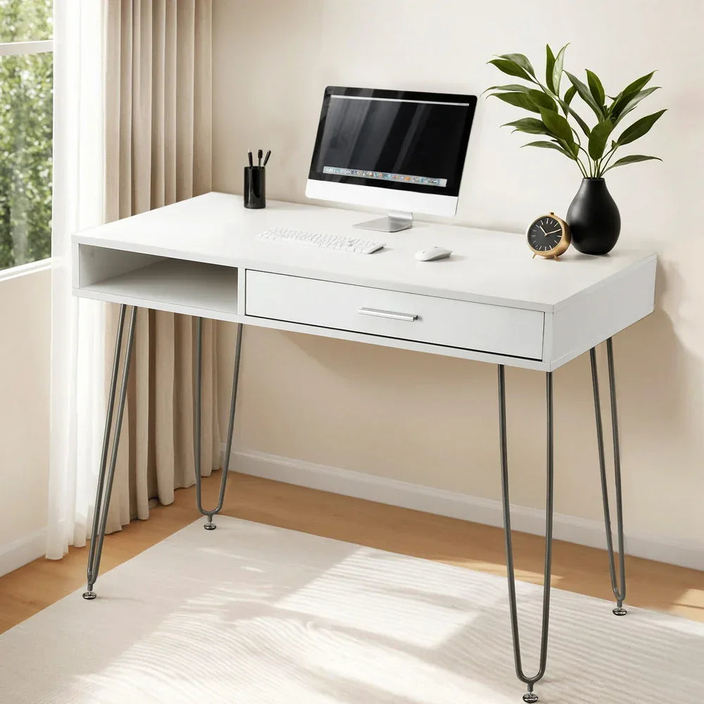Artiss Computer Desk Drawer Cabinet Home Office Desks Workstation 100cm White - Mekamart Australia