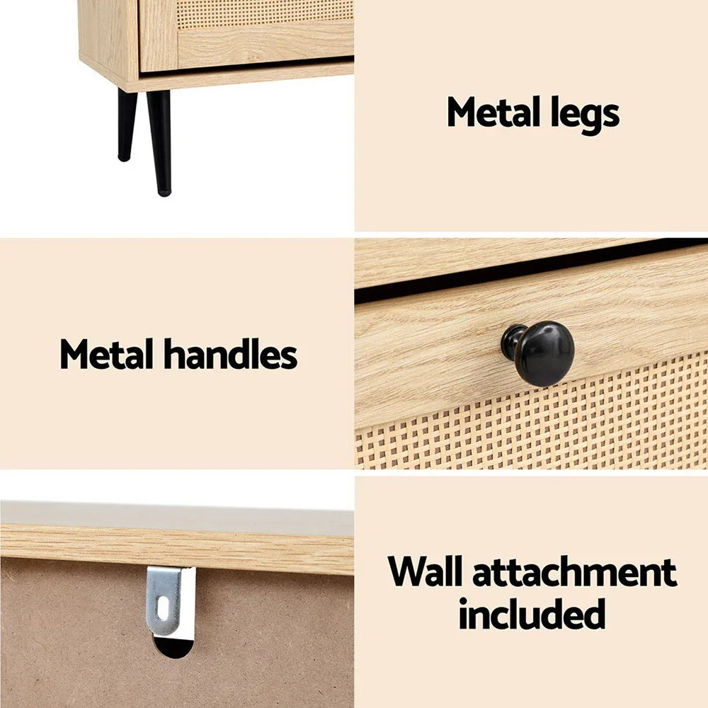 Artiss Shoe Rack Cabinet 3 Flip-out Drawers Pine - Mekamart Australia