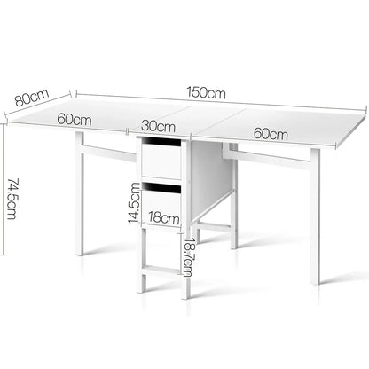Artiss Dining Table Rectangular Extendable White - Mekamart Australia