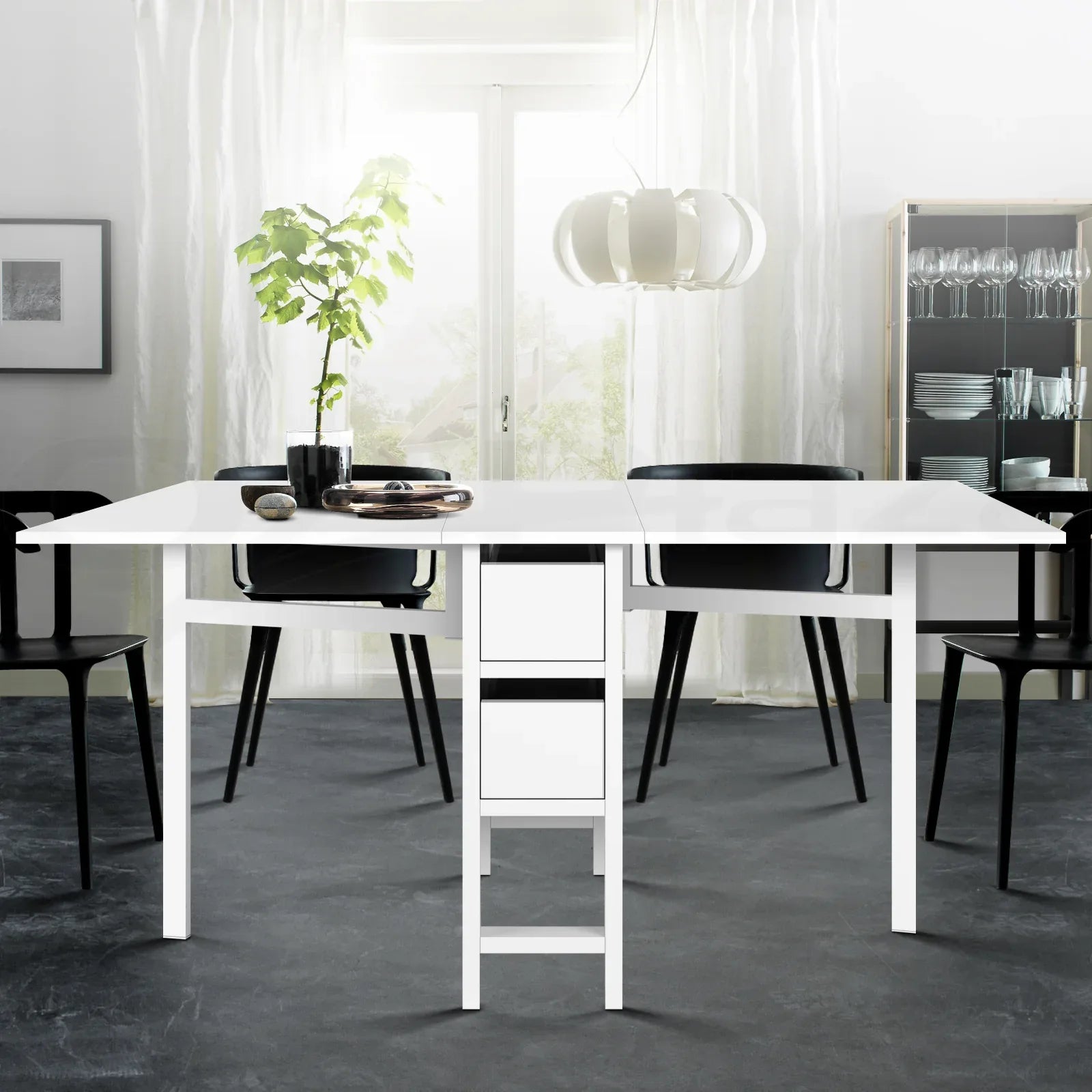 Artiss Dining Table Rectangular Extendable White - Mekamart Australia