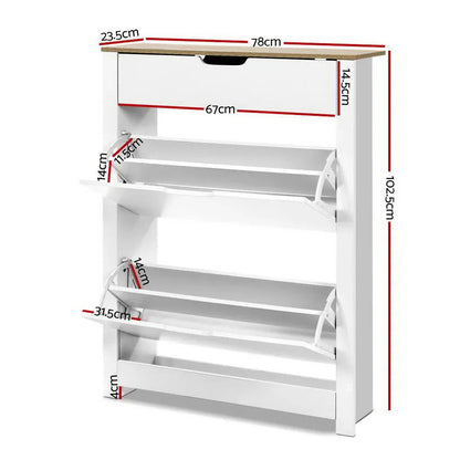 Artiss Shoe Rack Cabinet 16 Pairs White Ana