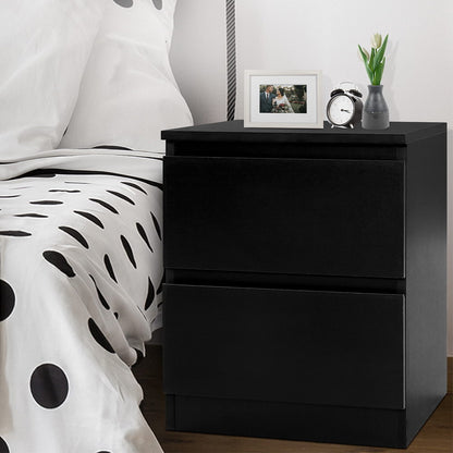 Artiss Bedside Table 2 Drawers - PEPE Black