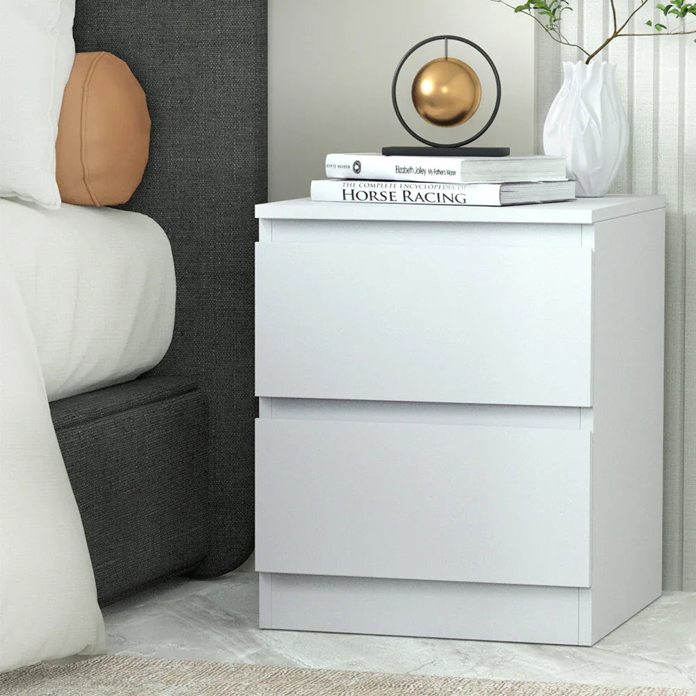 Artiss Bedside Table 2 Drawers - PEPE White - Mekamart Australia
