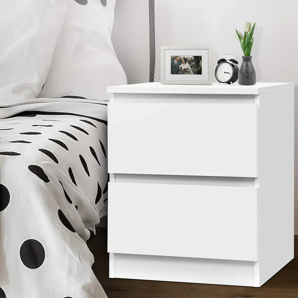 Artiss Bedside Table 2 Drawers - PEPE White - Mekamart Australia