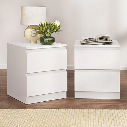 Artiss 2x Bedside Table 2 Drawers - PEPE White - Mekamart Australia