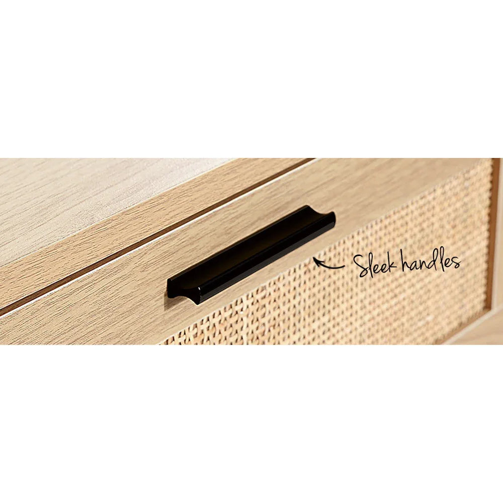 Artiss 4 Chest of Drawers Rattan Tallboy Pine - BRIONY - Mekamart Australia