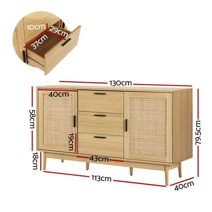 Artiss Rattan Buffet Sideboard - BRIONY Oak - Mekamart Australia