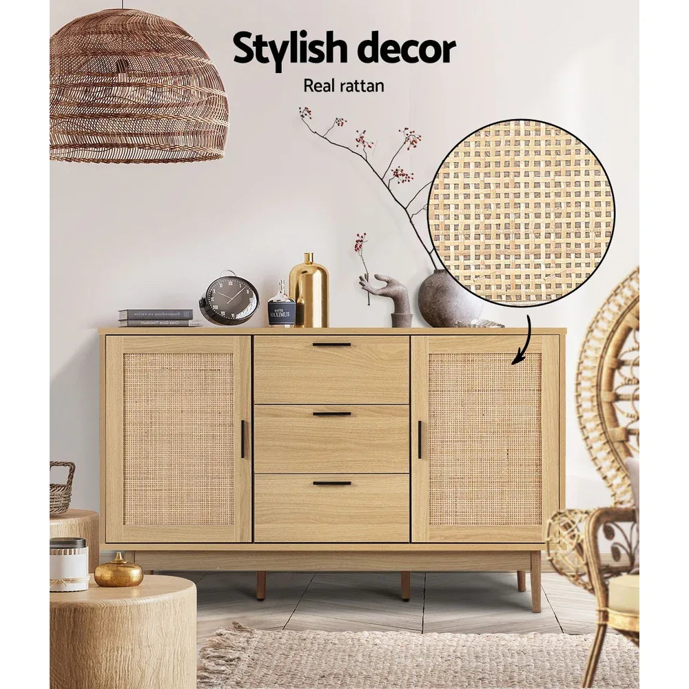 Artiss Rattan Buffet Sideboard - BRIONY Oak - Mekamart Australia