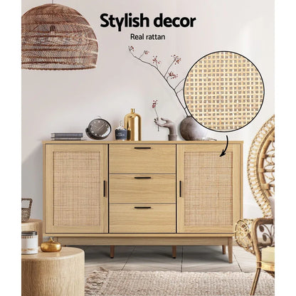 Artiss Rattan Buffet Sideboard - BRIONY Oak - Mekamart Australia