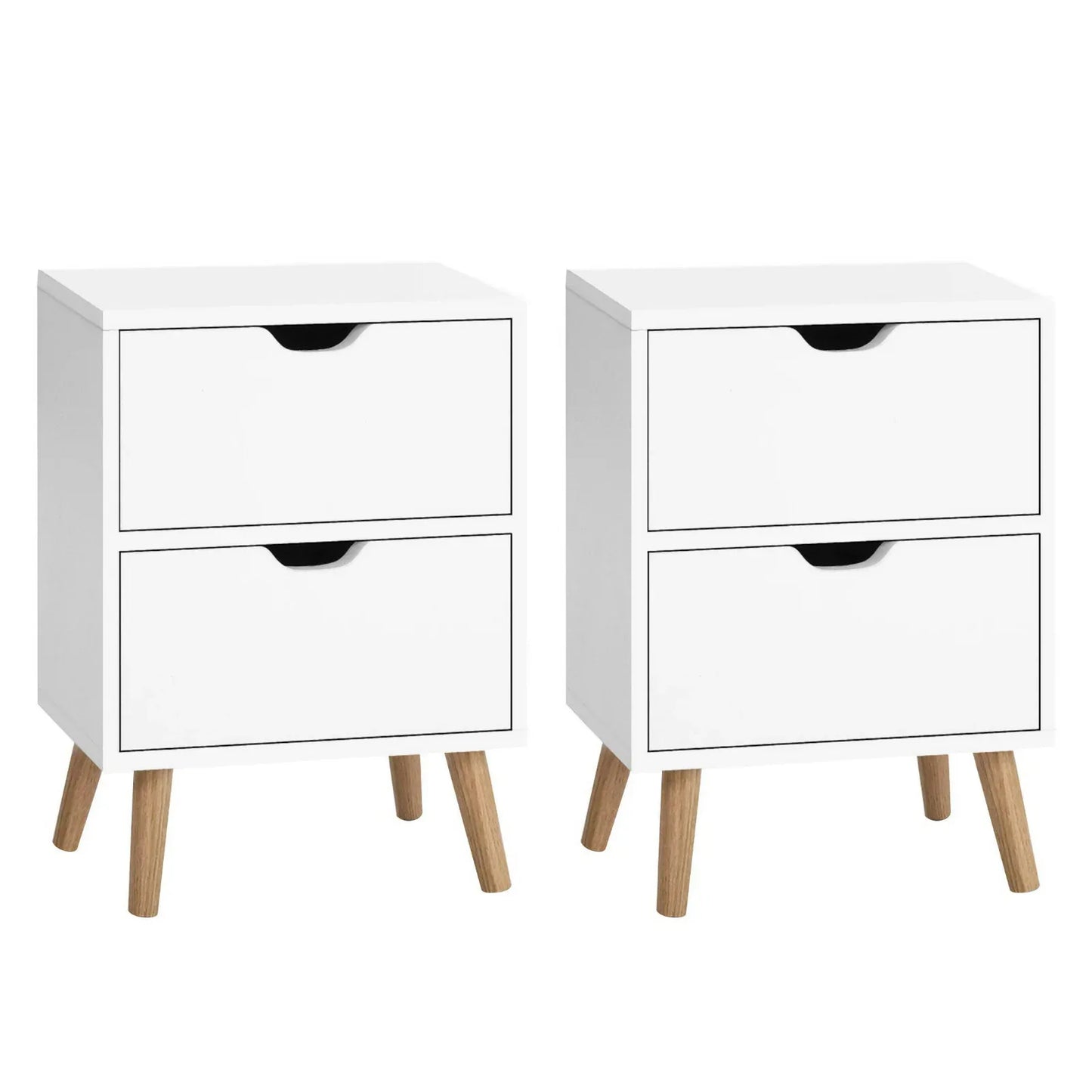 Artiss 2X Bedside Table 2 Drawers - BODEN White - Mekamart Australia