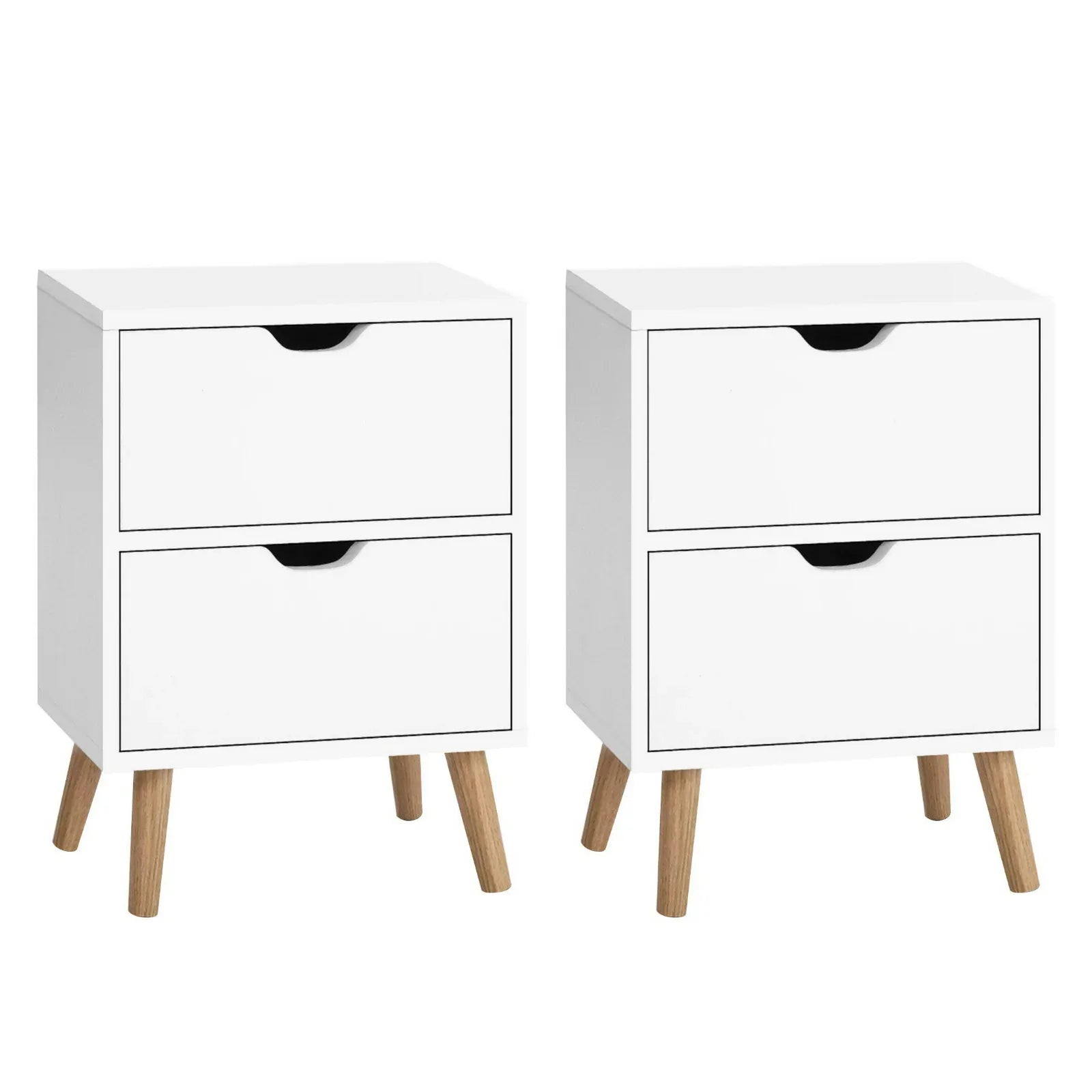 Artiss 2X Bedside Table 2 Drawers - BODEN White - Mekamart Australia