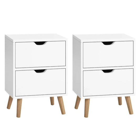 Artiss 2X Bedside Table 2 Drawers - BODEN White - Mekamart Australia