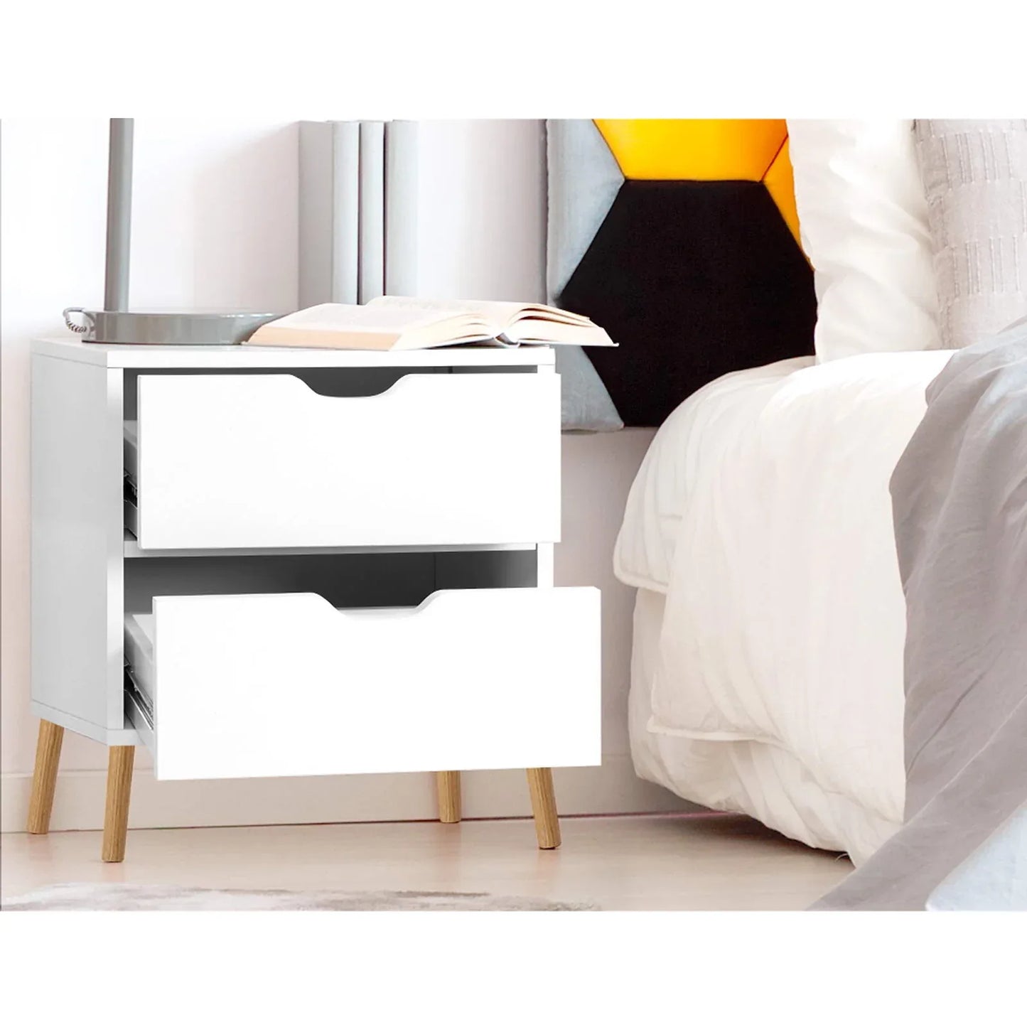 Artiss 2X Bedside Table 2 Drawers - BODEN White - Mekamart Australia