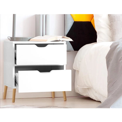 Artiss 2X Bedside Table 2 Drawers - BODEN White - Mekamart Australia