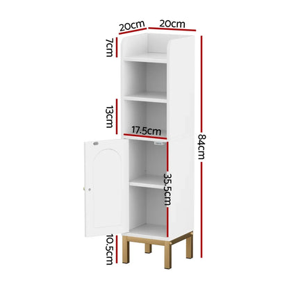 Artiss Bathroom Storage Cabinet Floor Organizer Toilet Corner Adjustable Shelf with Door White - Mekamart Australia