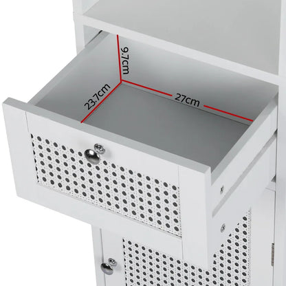 Artiss Bathroom Cabinet Storage 161cm White Rattan Tallboy Toilet Cupboard - Mekamart Australia