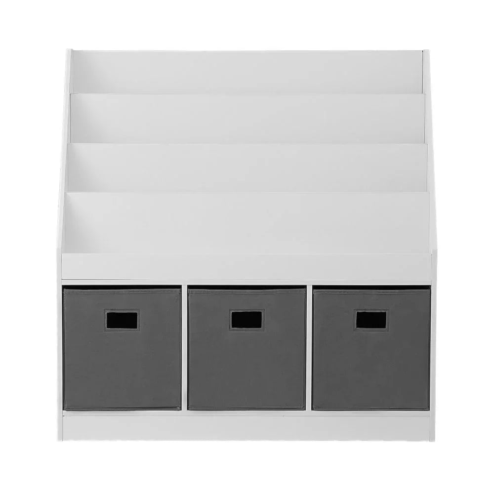 Keezi Kids Bookshelf 4 Tiers Magazine Rack Toy Box Organiser Storage Display Shelf - Mekamart Australia