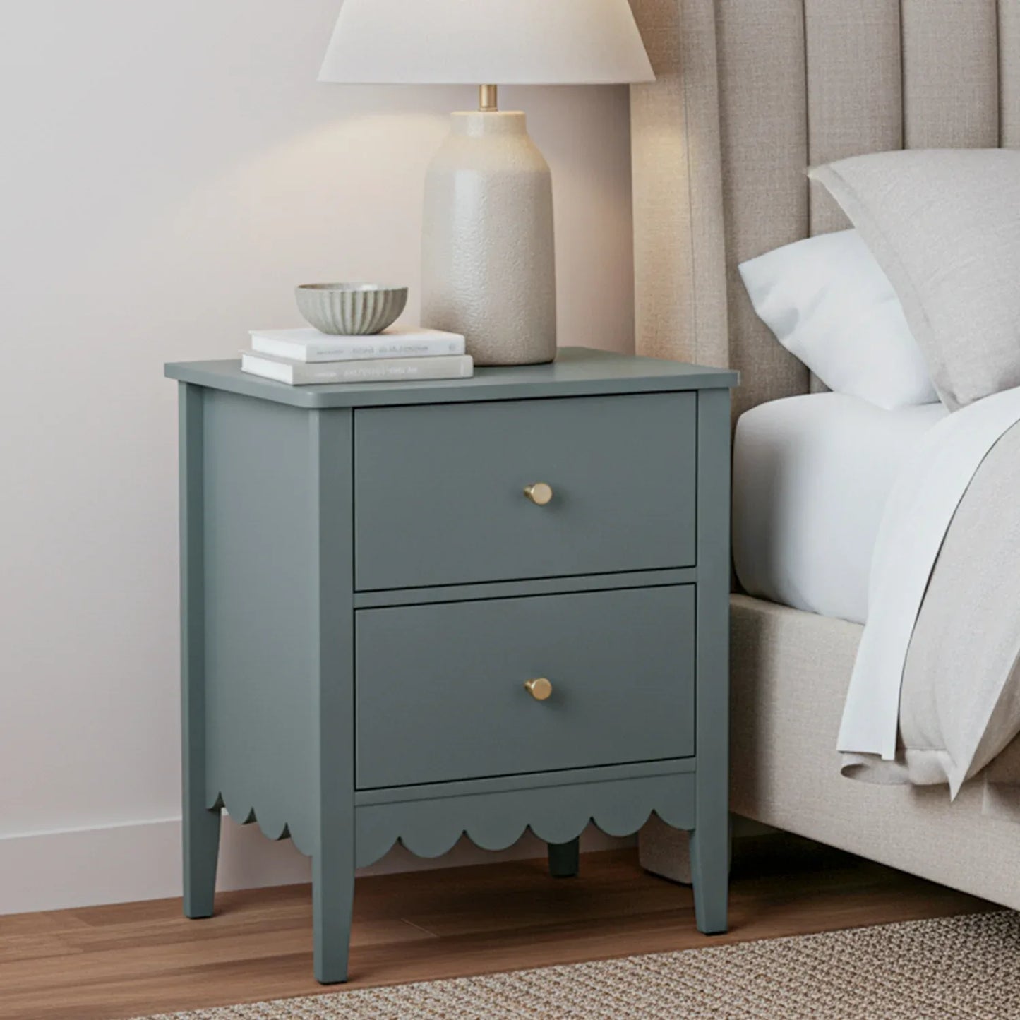 Artiss Bedside Table 2 Drawers Bedroom Storage Nightstand Green - Mekamart Australia