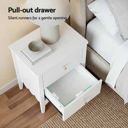 Artiss Bedside Table 2 Drawers Bedroom Storage Nightstand White - Mekamart Australia