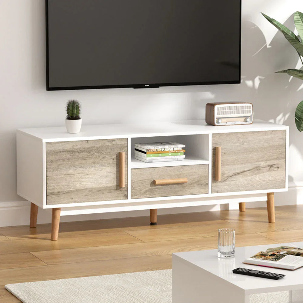 Artiss TV Cabinet Entertainment Unit 120cm Wood White Gino