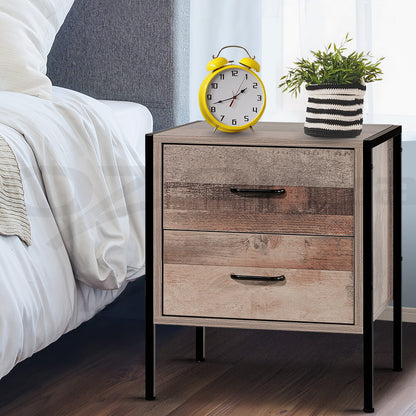 Artiss Bedside Table 2 Drawers - BARNLY