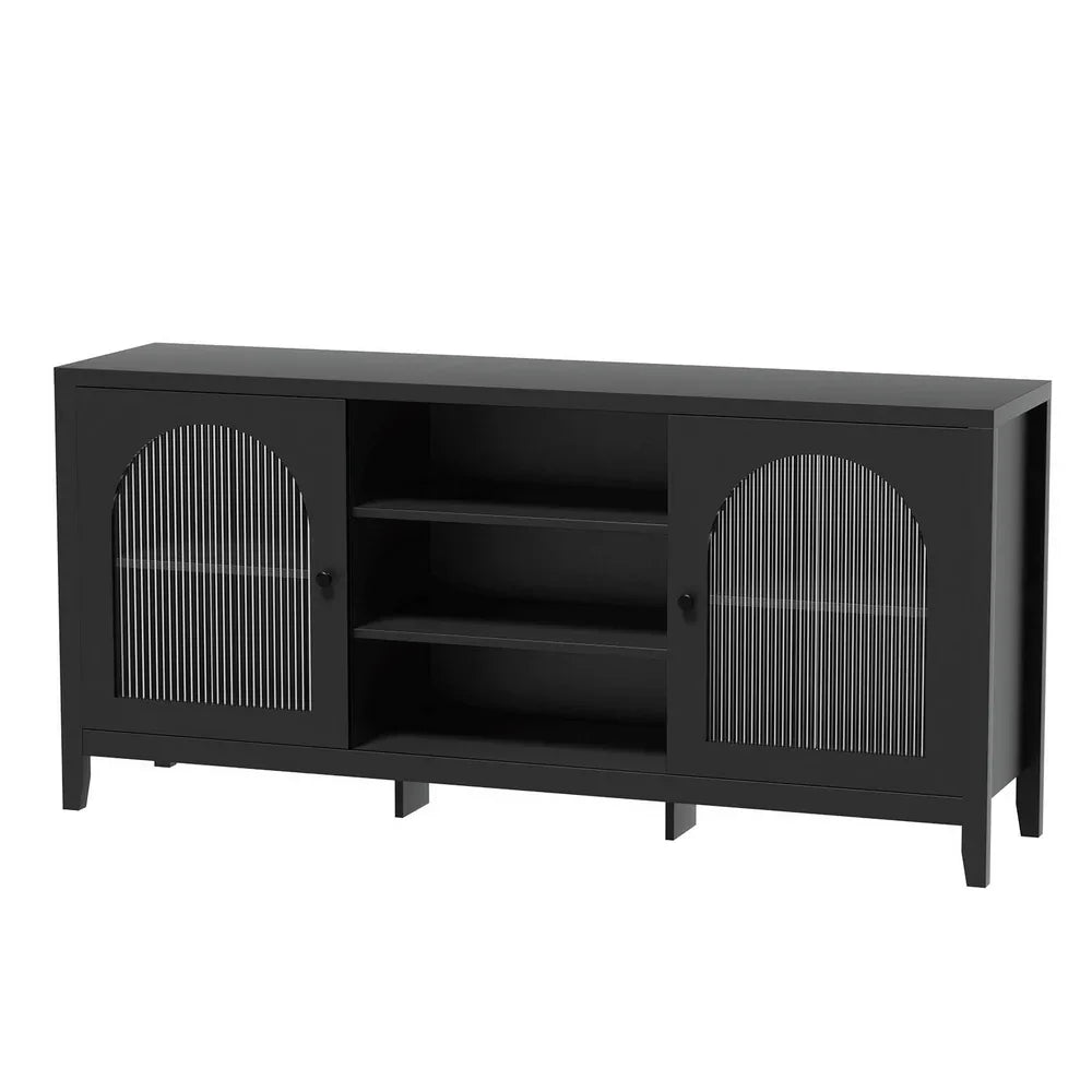 Artiss Buffet Sideboard Shelves Double Doors - Black - Mekamart Australia