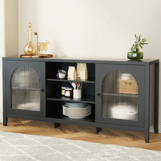 Artiss Buffet Sideboard Shelves Double Doors - Black - Mekamart Australia