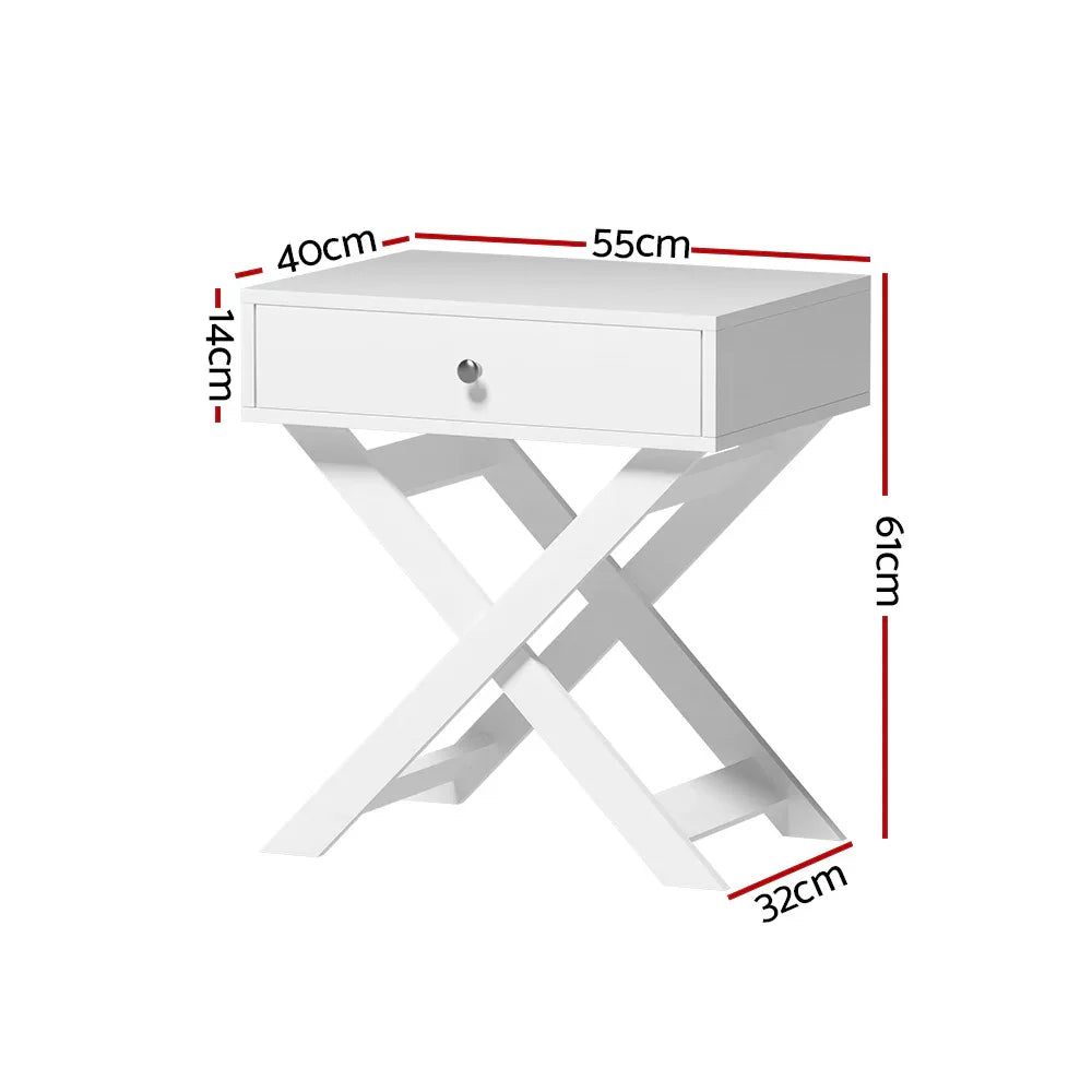 Artiss Bedside Table Drawers Side Table Storage Cabinet Nightstand White QARA - Mekamart Australia