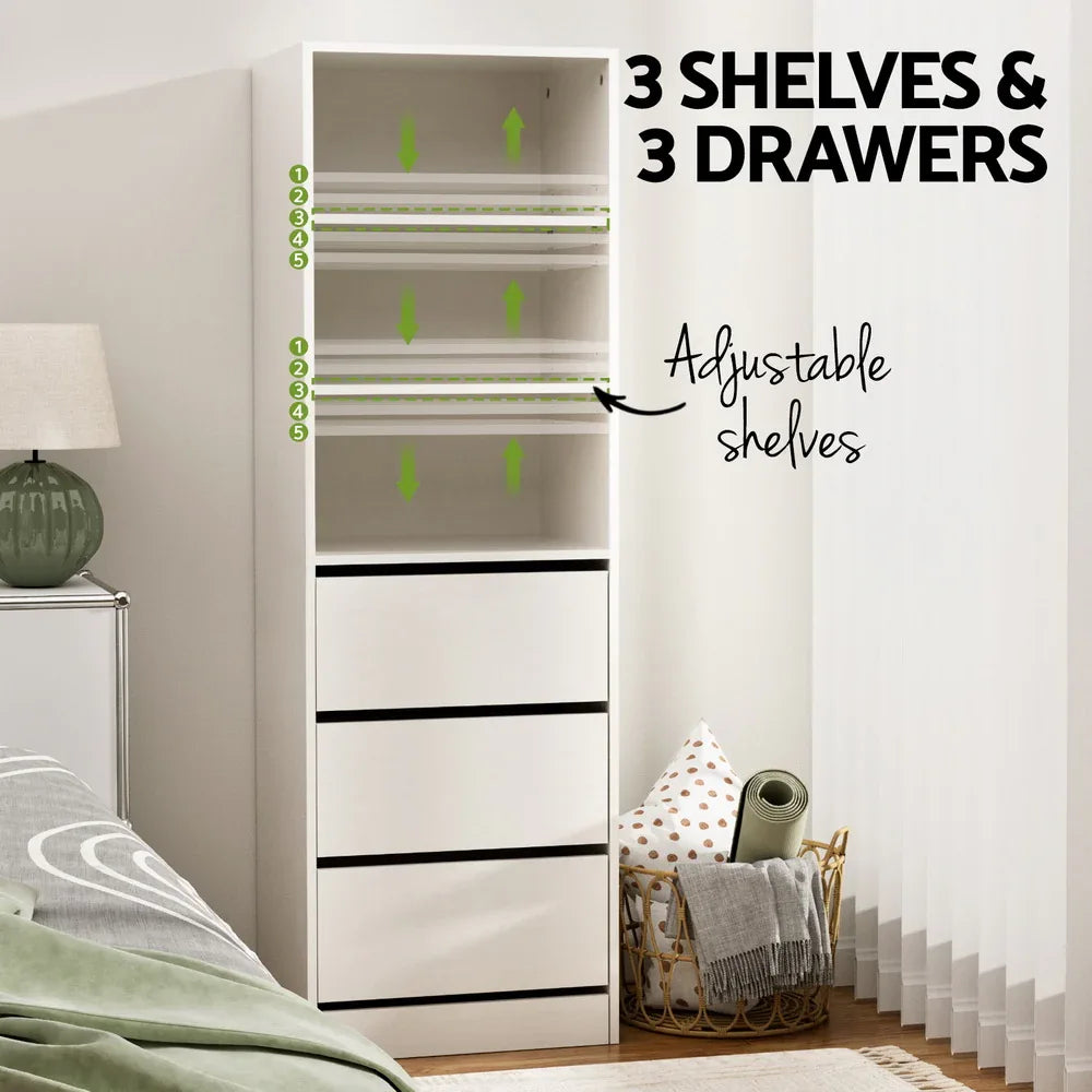 Artiss 3 Chest of Drawers Tallboy Cabinet White - Mekamart Australia