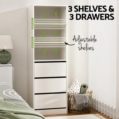 Artiss 3 Chest of Drawers Tallboy Cabinet White - Mekamart Australia