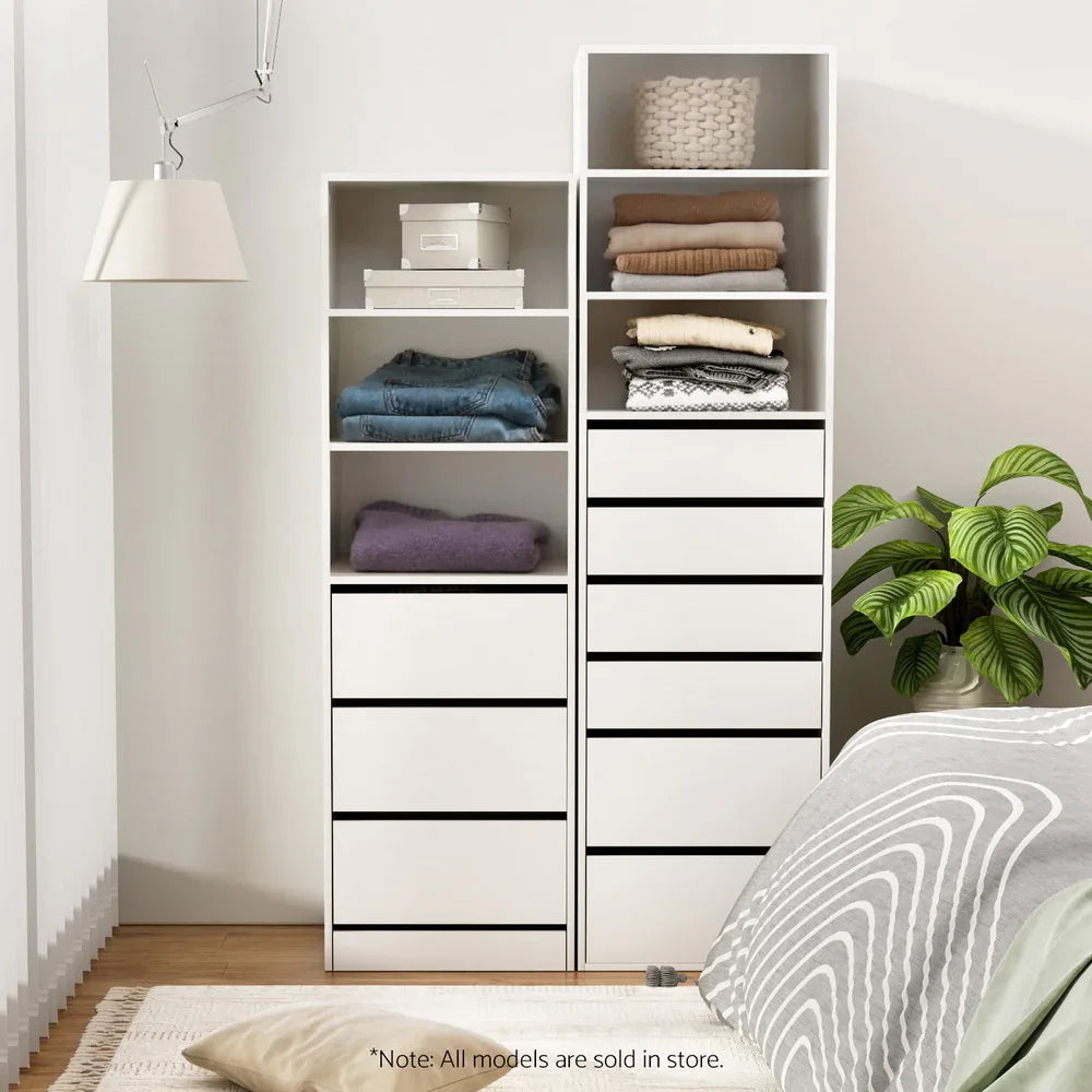 Artiss 3 Chest of Drawers Tallboy Cabinet White - Mekamart Australia