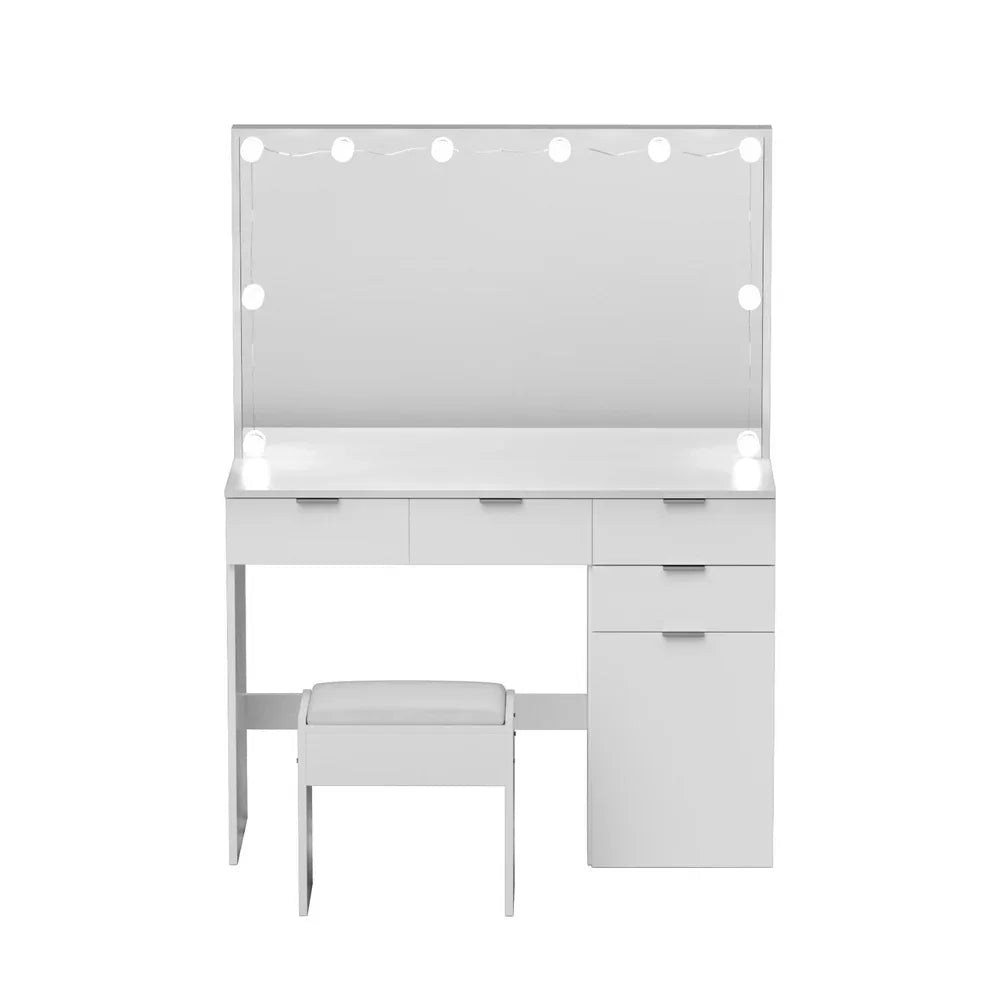 Artiss Dressing Table Set Stool 10 Led Bulbs White - Mekamart Australia