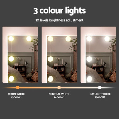 Artiss Dressing Table Set Stool 10 Led Bulbs White - Mekamart Australia