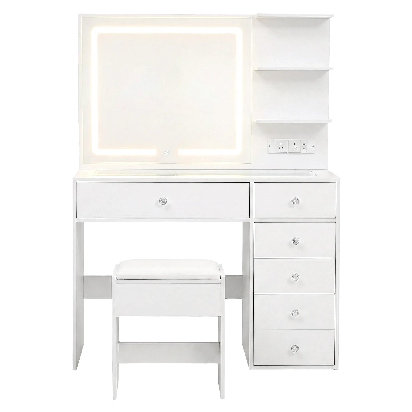Artiss Dressing Table LED Vanity Desk Set Stool White - Mekamart Australia