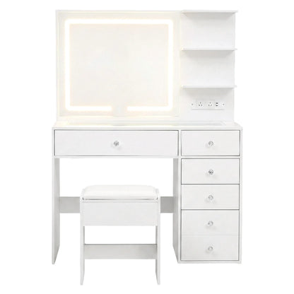 Artiss Dressing Table LED Vanity Desk Set Stool White - Mekamart Australia