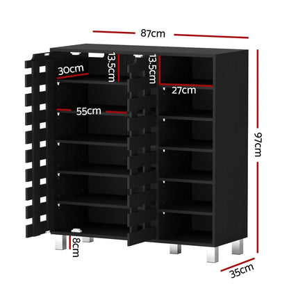 Artiss Shoe Rack Cabinet 6 Tier Storage Shelf Black - Mekamart Australia