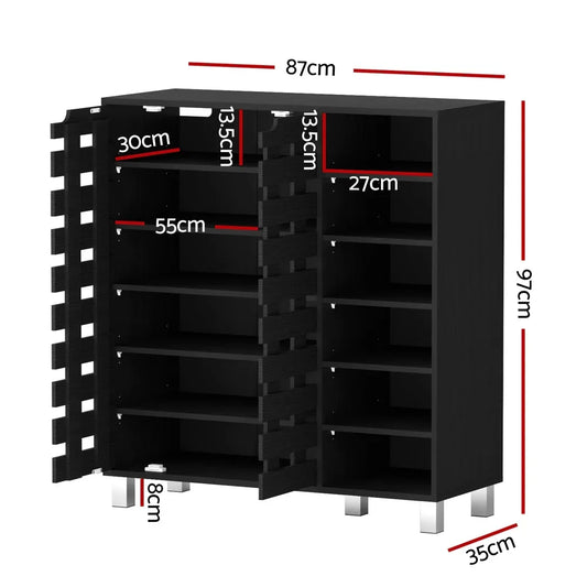Artiss Shoe Rack Cabinet 6 Tier Storage Shelf Black - Mekamart Australia