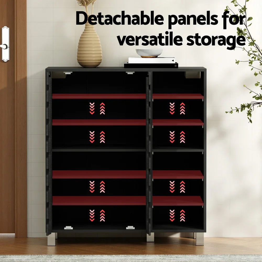 Artiss Shoe Rack Cabinet 6 Tier Storage Shelf Black - Mekamart Australia