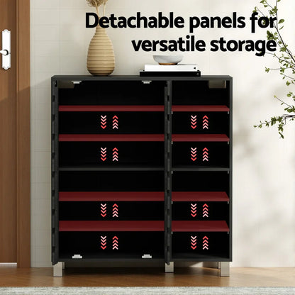 Artiss Shoe Rack Cabinet 6 Tier Storage Shelf Black - Mekamart Australia