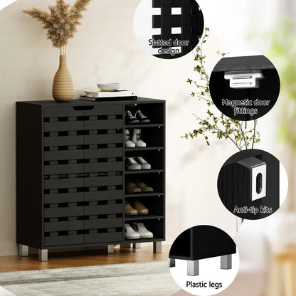 Artiss Shoe Rack Cabinet 6 Tier Storage Shelf Black - Mekamart Australia