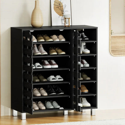 Artiss Shoe Rack Cabinet 6 Tier Storage Shelf Black - Mekamart Australia
