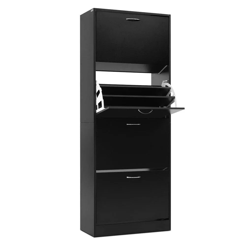 Artiss Shoe Rack Cabinet 60 Pairs 4 Doors - Black - Mekamart Australia