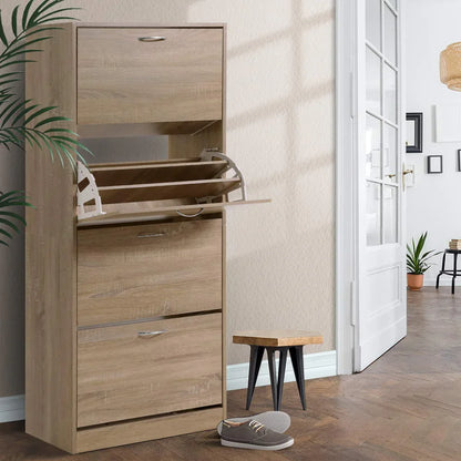 Artiss Shoe Rack Cabinet 60 Pairs 4 Doors - Wood - Mekamart Australia