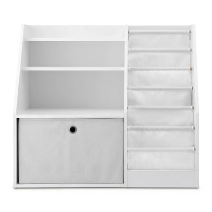 Keezi Kids Bookshelf Children Bookcase Organizer Storage Rack Display Drawer White