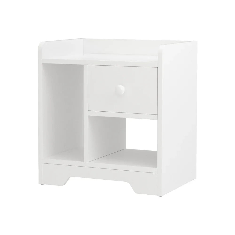 Artiss Bedside Table Drawer Nightstand Side End Table Storage Open Shelf White - Mekamart Australia