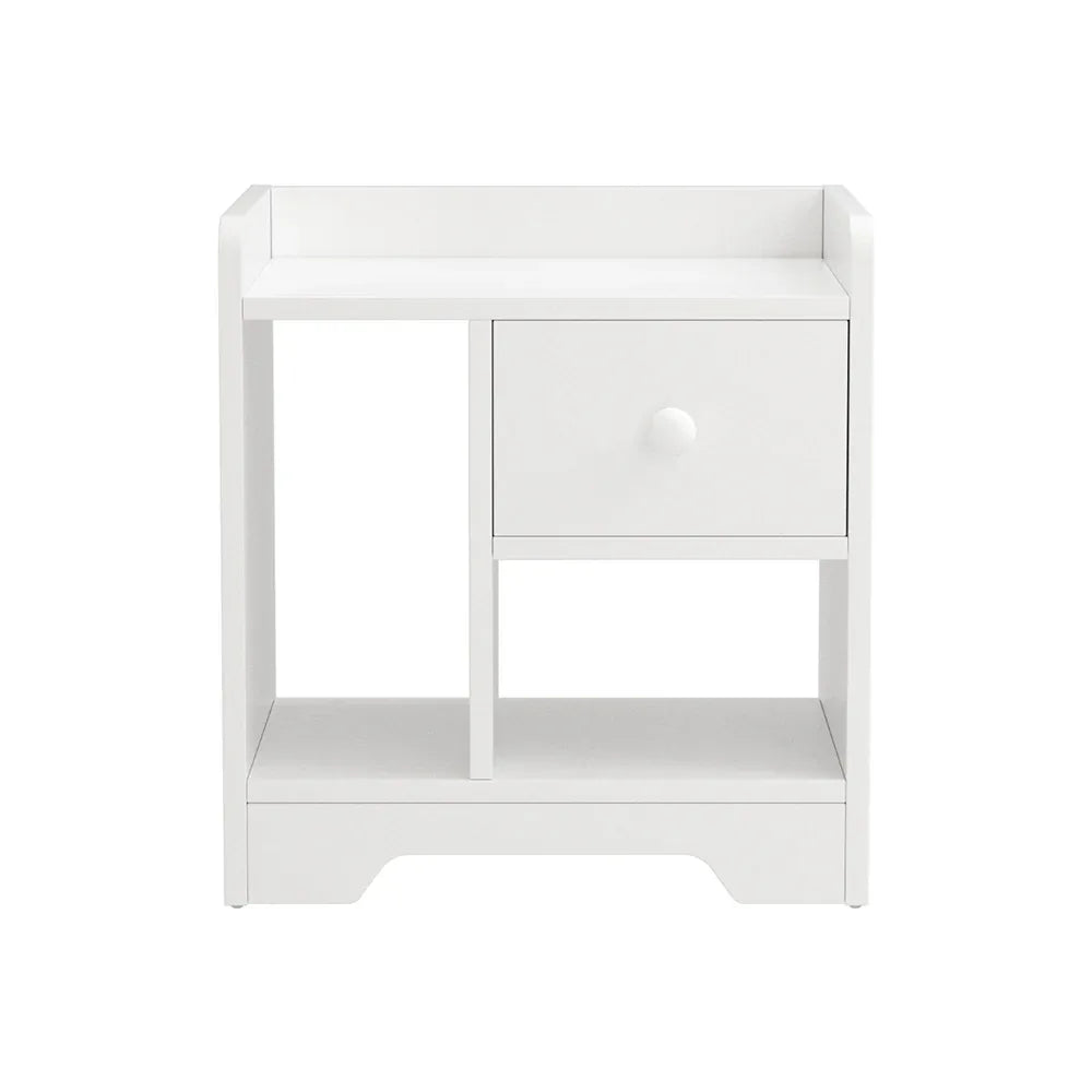 Artiss Bedside Table Drawer Nightstand Side End Table Storage Open Shelf White - Mekamart Australia