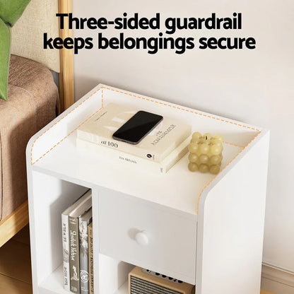 Artiss Bedside Table Drawer Nightstand Side End Table Storage Open Shelf White - Mekamart Australia